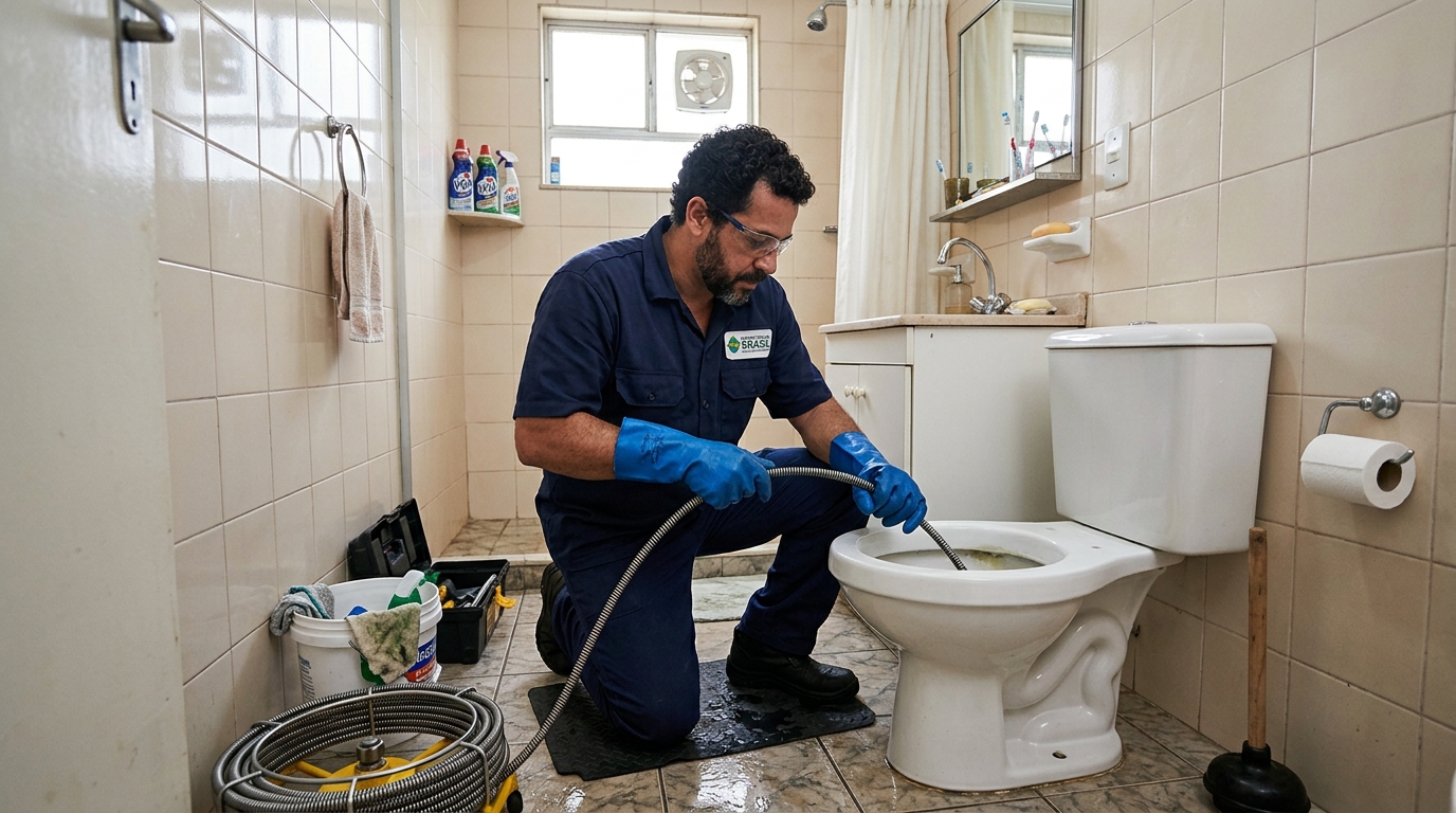 Desentupimento de vaso com equipamento em Duque de Caxias-RJ